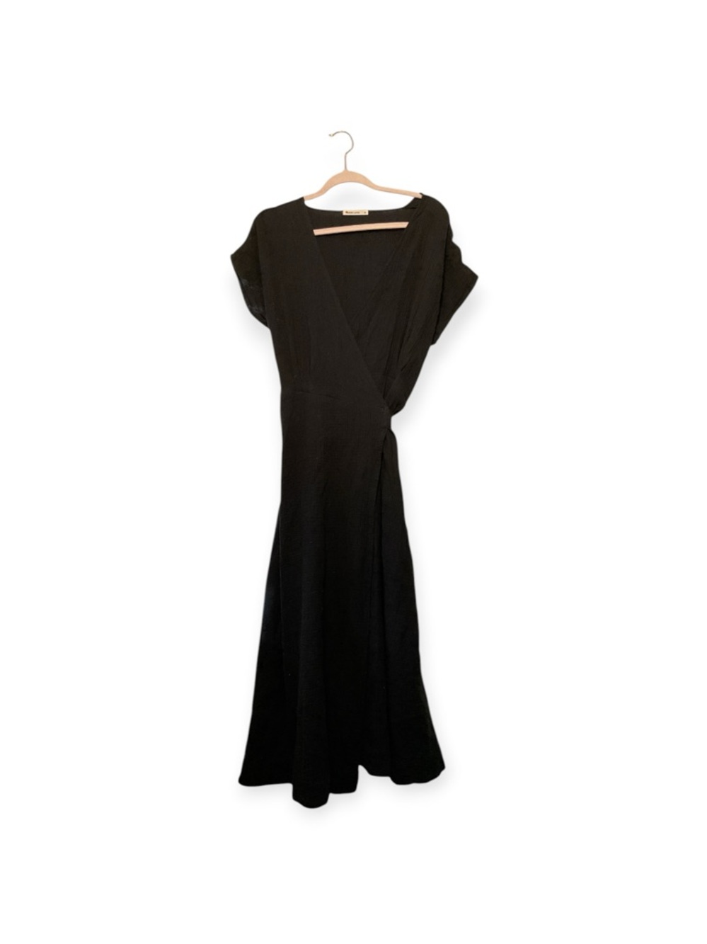 Women’s‎ Marine Layer black, crepe, midi wrap dress in black, size XL